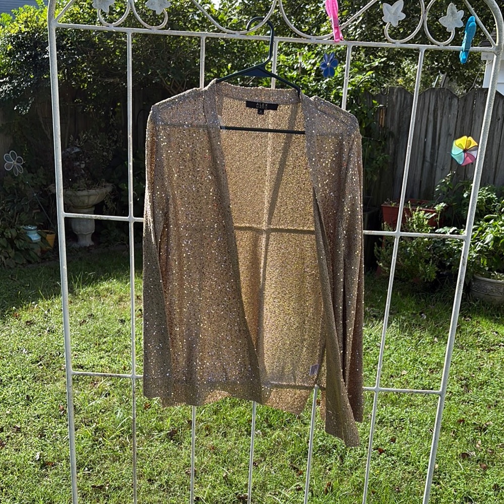 Alex Marie Gold Sequin Knit Top